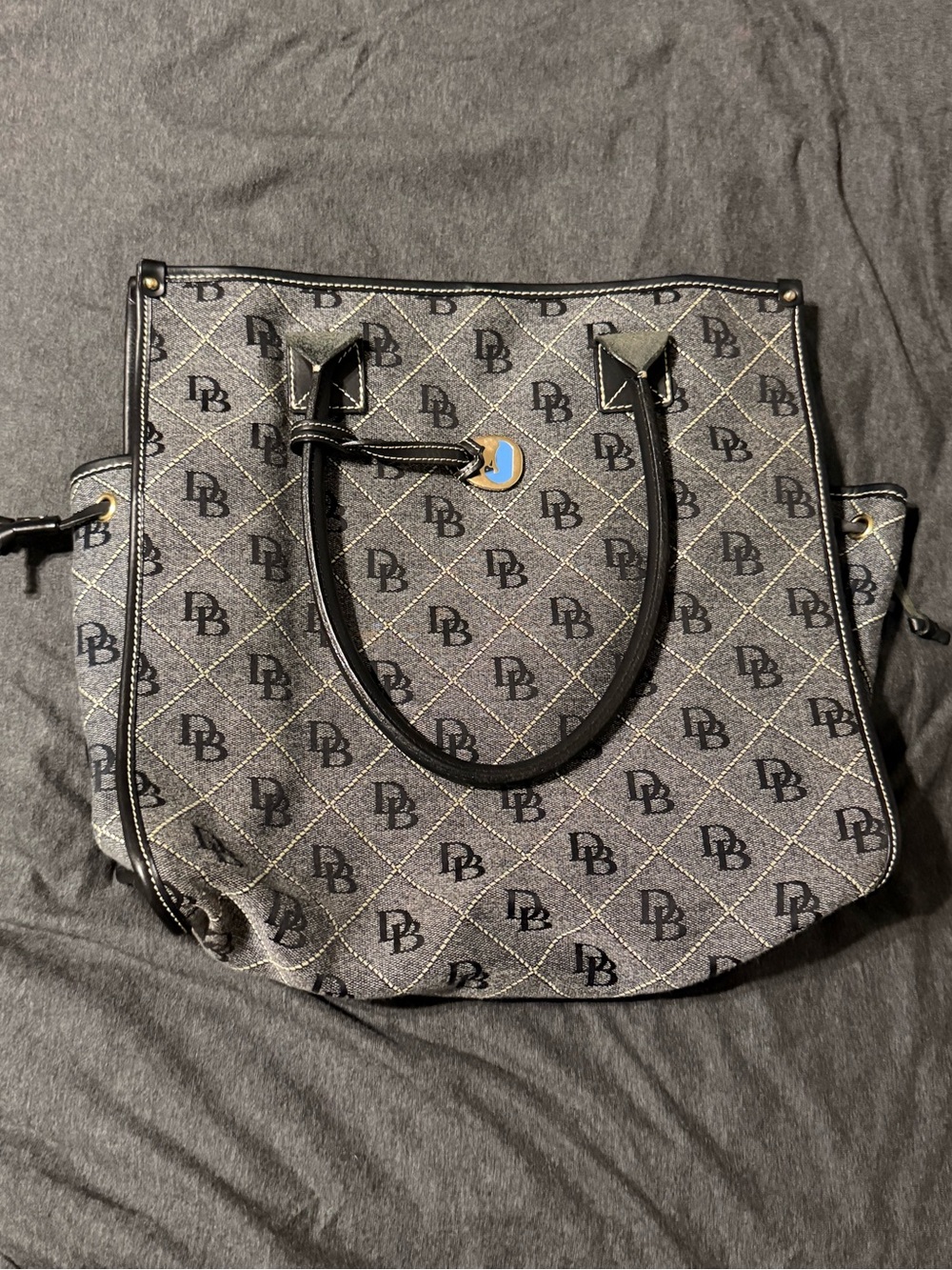 Dooney & Bourke Black and Gray Logo Tote